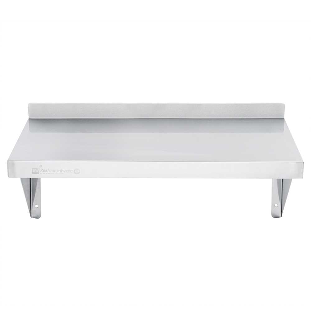 Kitchen Tek 18-Gauge 430 Stainless Steel Solid Wall Shelf - Heavy Duty - 12" x 24" - 1 count box