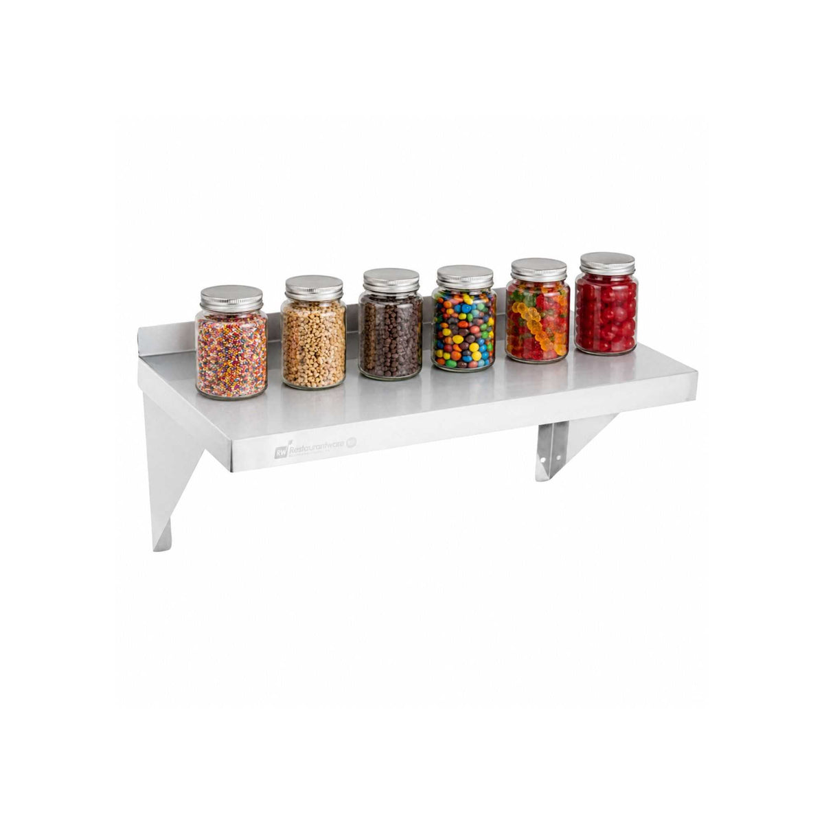 Kitchen Tek 18-Gauge 430 Stainless Steel Solid Wall Shelf - Heavy Duty - 12" x 24" - 1 count box