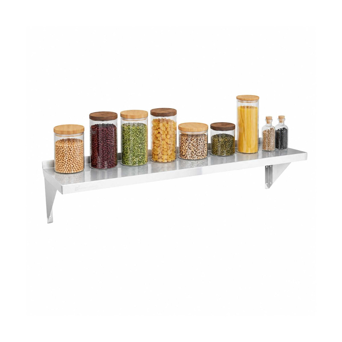 Kitchen Tek 18-Gauge 430 Stainless Steel Solid Wall Shelf - Heavy Duty - 12" x 48" - 1 count box