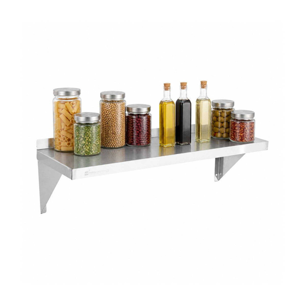 Kitchen Tek 18-Gauge 430 Stainless Steel Solid Wall Shelf - Heavy Duty - 12" x 36" - 1 count box