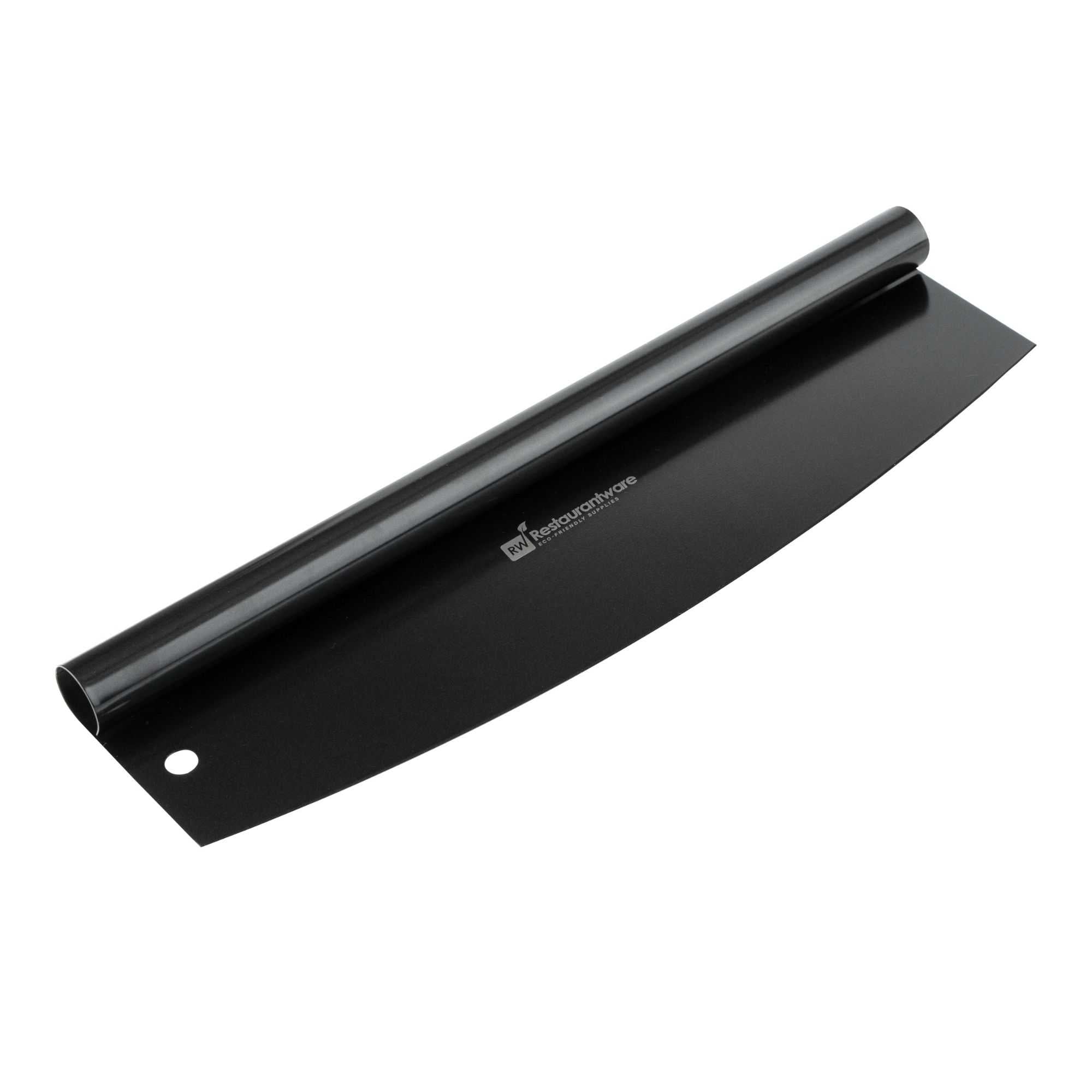 Met Lux Black Stainless Steel Pizza Cutter / Rocker - with Cover - 13 3/4" x 3 1/2" - 1 count box