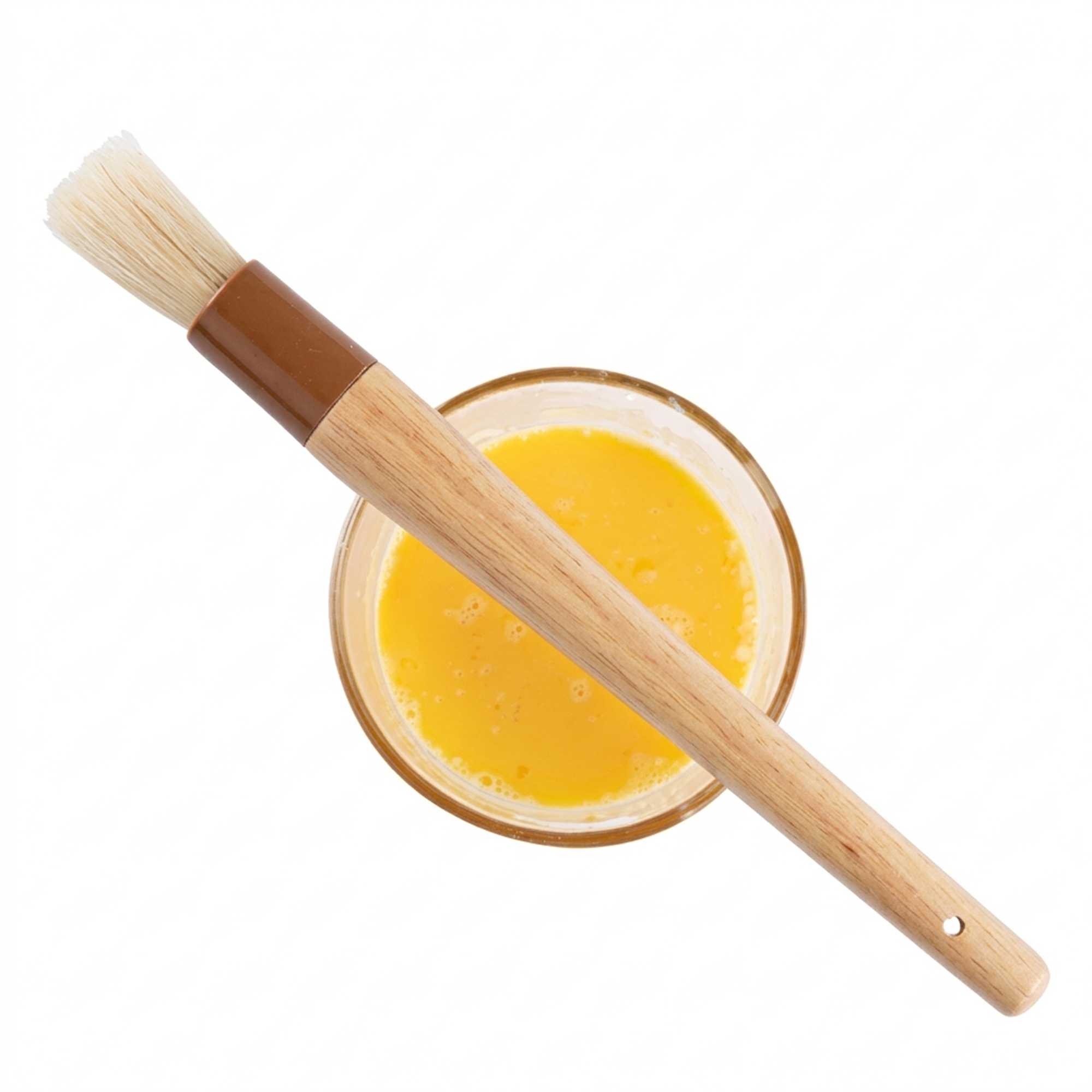 Pastry Tek Natural Wood 1" Wide Round Pastry / Basting Brush - with Boar Bristles - 12" - 1 count box