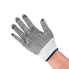 Chef 101 White Poly-Cotton Small Work Gloves - with Black PVC Dots - 8
