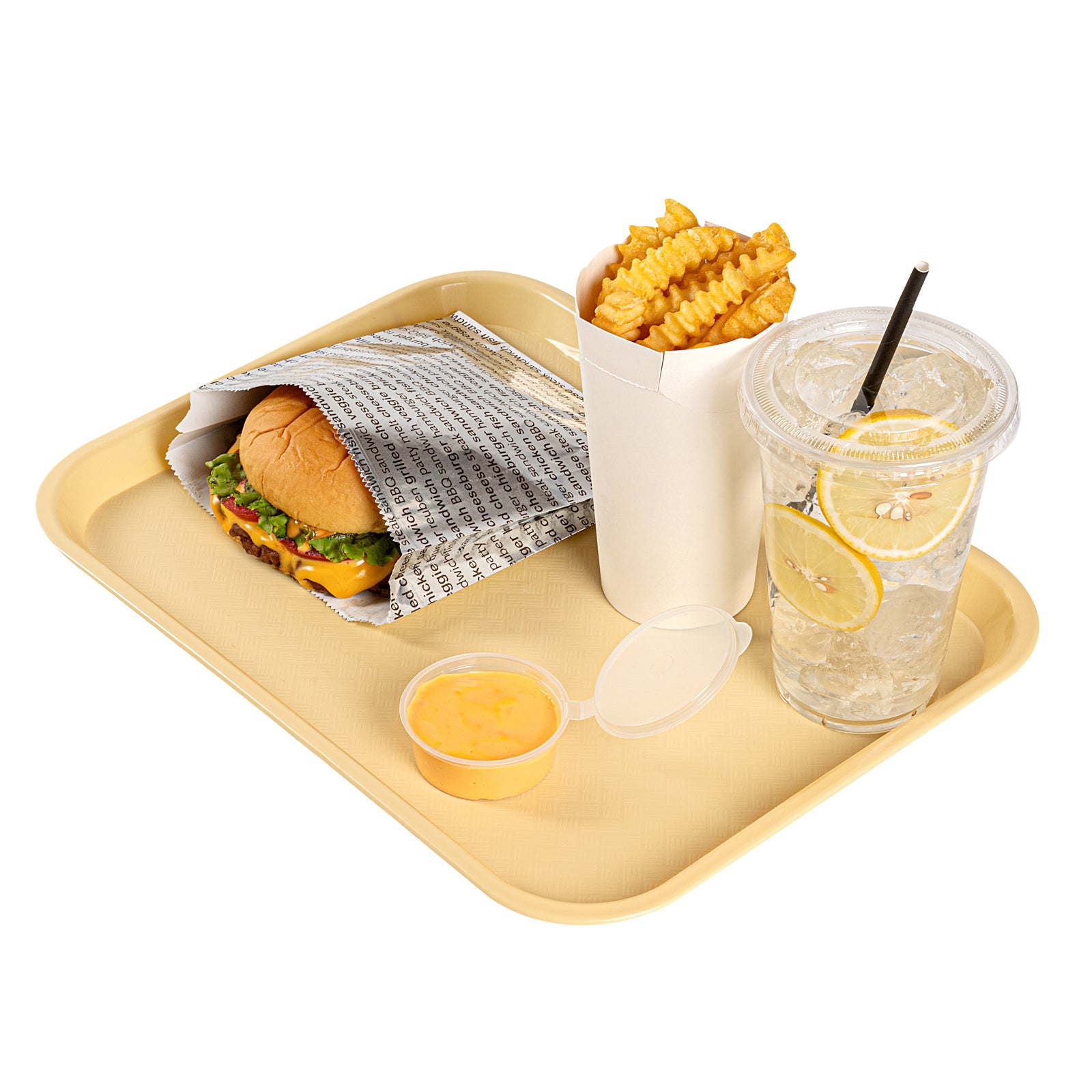 Chef 101 Rectangle Beige Plastic Fast Food Tray - 10" x 14" - 50 count box