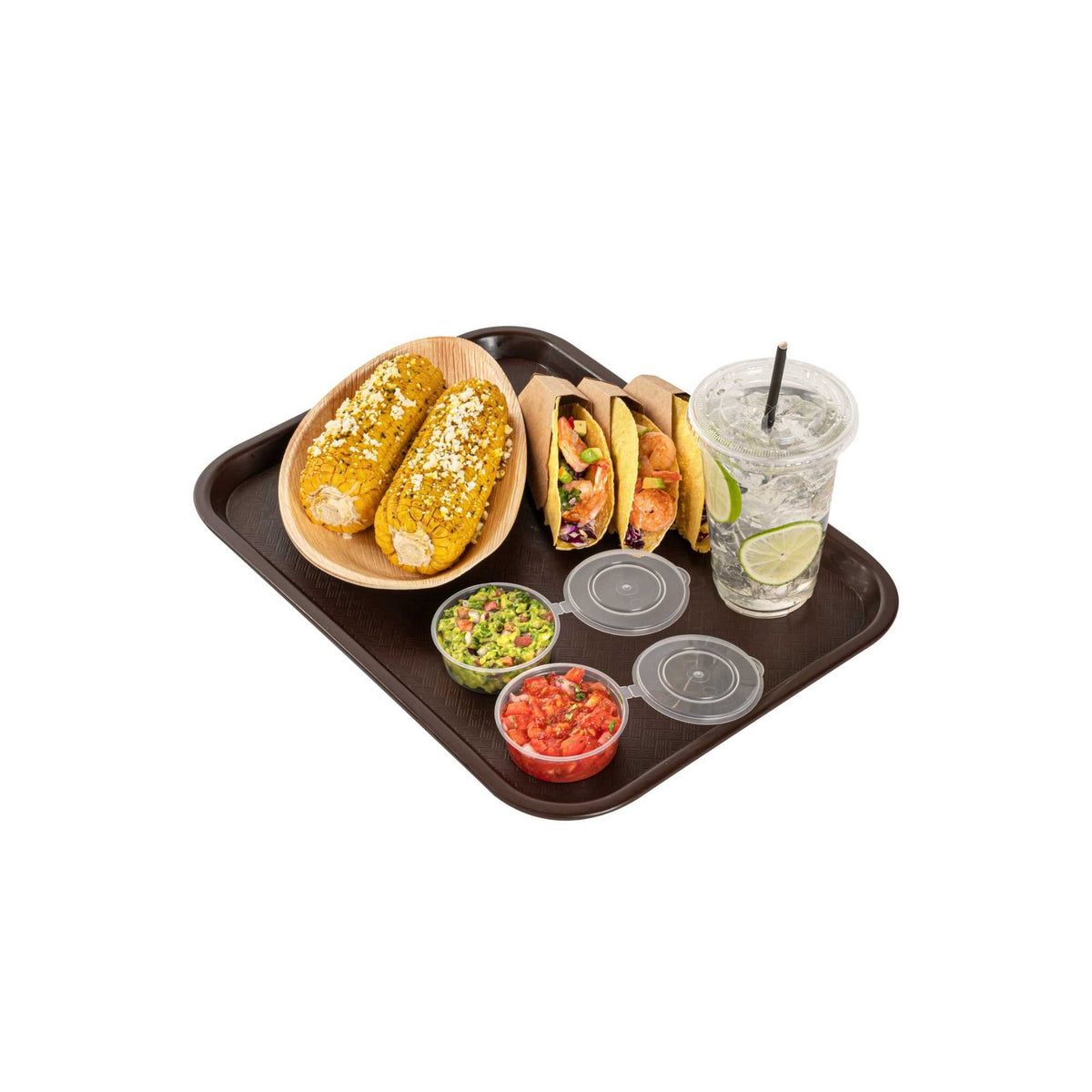 Chef 101 Rectangle Brown Plastic Fast Food Tray - 12" x 16" - 50 count box