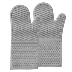 Comfy Grip Gray Silicone 2-Piece Oven Mitt Set - Heat-Resistant - 14