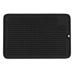 Comfy Grip Rectangle Black Silicone Dish Drying Mat - 11 3/4