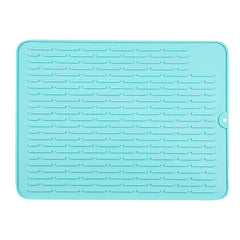 Comfy Grip Rectangle Turquoise Silicone Dish Drying Mat - 15 3/4