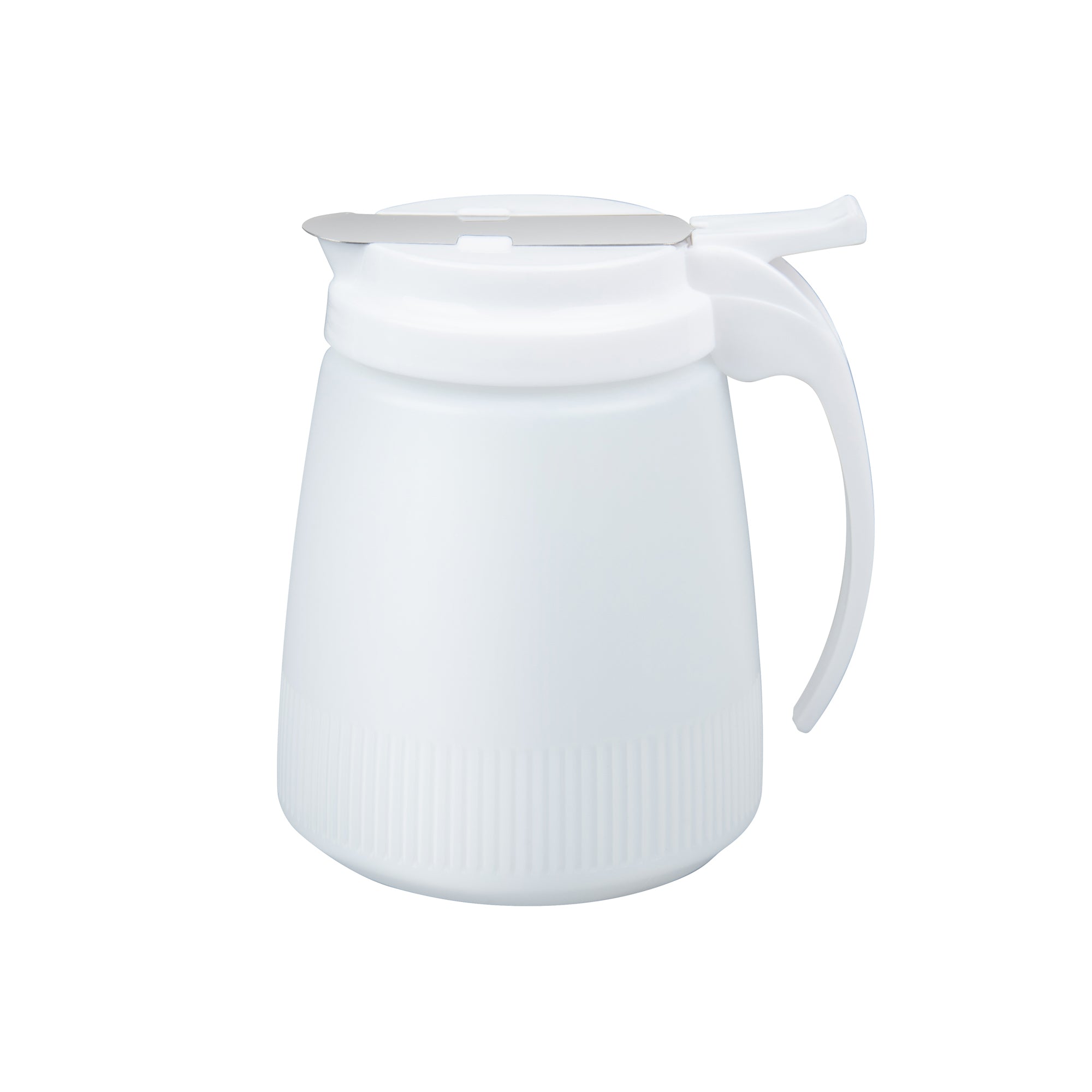 Chef 101 32 oz White Plastic All Purpose / Syrup Dispenser - 5 1/2" x 4 1/2" x 5 3/4" - 1 count box