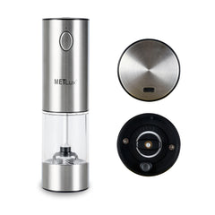 Met Lux Electric Salt or Pepper Grinder - Rechargeable, with LED Light - 2'' x 2'' x 7 1/2'' - 1 count box