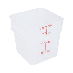 Met Lux 8 qt Square Translucent Plastic Food Storage Container - with Red Volume Markers - 8 3/4