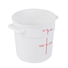 Met Lux 1 qt Round White Plastic Food Storage Container - with Red Volume Markers - 5