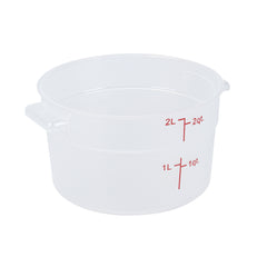 Met Lux 2 qt Round Translucent Plastic Food Storage Container - with Red Volume Markers - 7 1/4