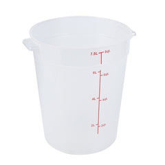 Met Lux 8 qt Round Translucent Plastic Food Storage Container - with Red Volume Markers - 8 3/4