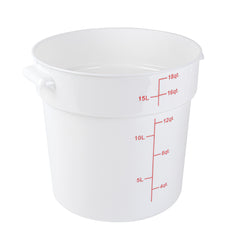 Met Lux 18 qt Round White Plastic Food Storage Container - with Red Volume Markers - 12 1/4