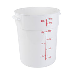 Met Lux 22 qt Round White Plastic Food Storage Container - with Red Volume Markers - 12 1/4