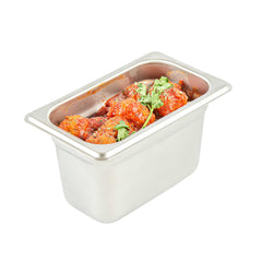 Kitchen Tek Stainless Steel 1/9 Size Steam Table Pan - 4 Inch Deep, Anti Jam, 24 Gauge - 72 count box