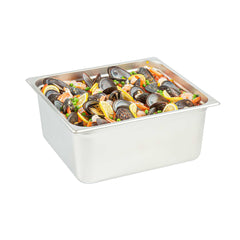 Kitchen Tek Stainless Steel 2/3 Size Steam Table Pan - 6 Inch Deep, Anti Jam, 24 Gauge - 12 count box
