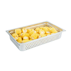 Kitchen Tek Stainless Steel Full Size Steam Table Pan - 4 Inch Deep, Perforated, Anti Jam, 24 Gauge - 12 count box