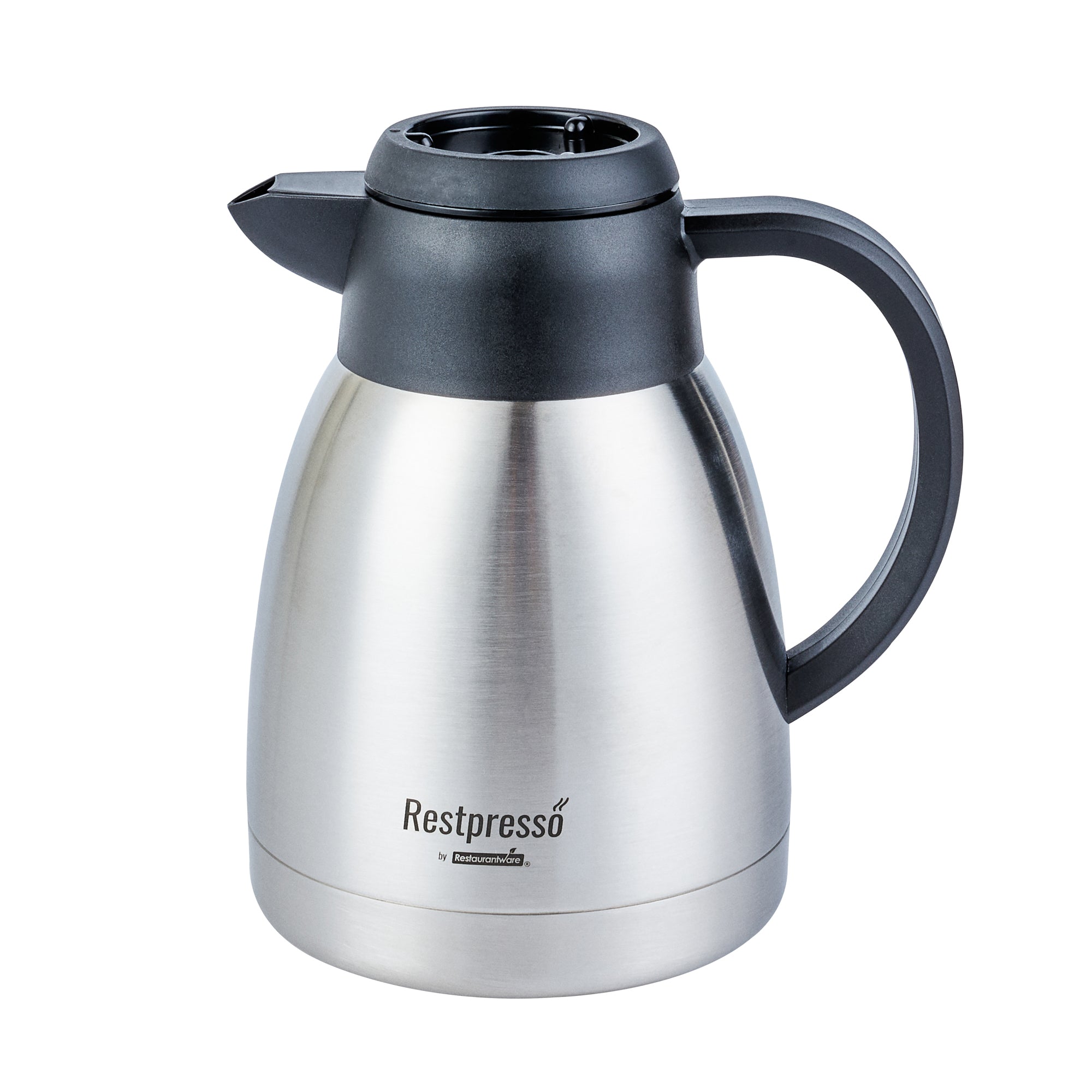 Restpresso 34 oz Insulated Coffee Carafe / Server - with Regular and Decaf Brew Thru Lids - 7 3/4" x 5 1/2" x 7" - 1 count box