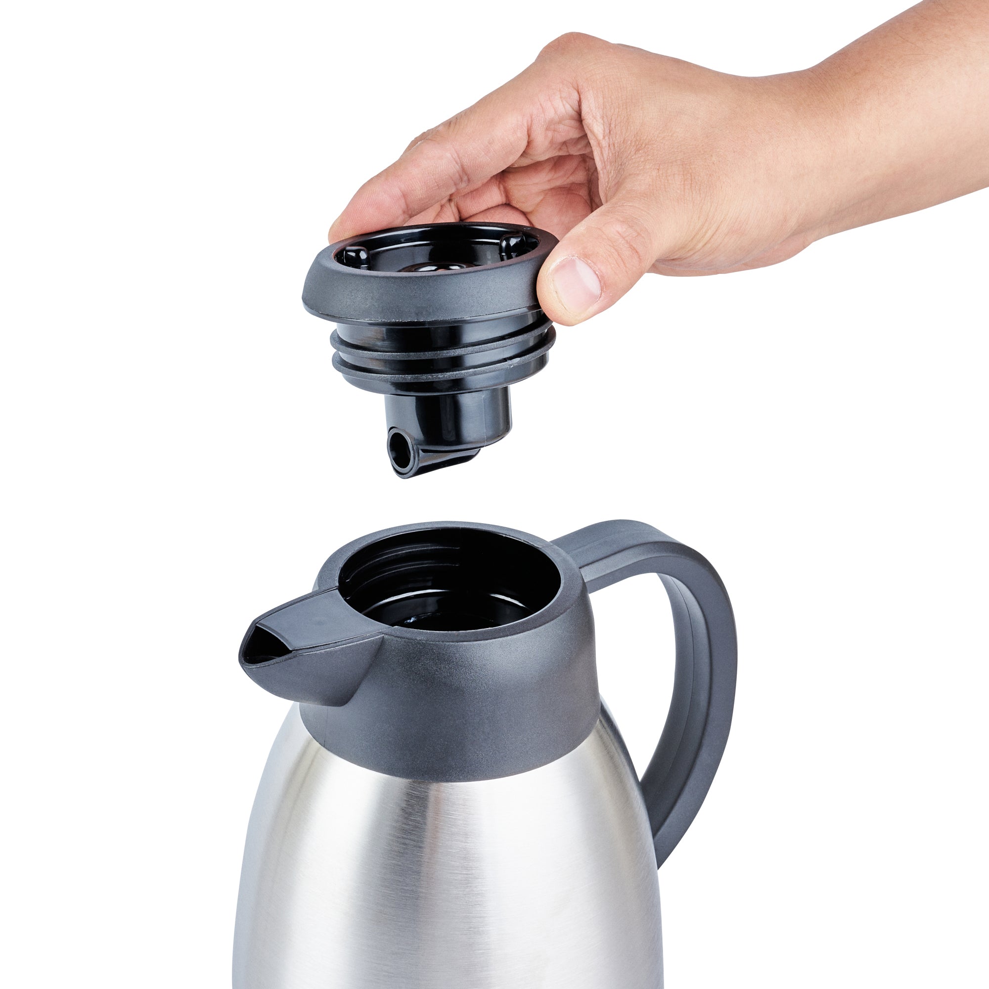 Restpresso 51 oz Insulated Coffee Carafe / Server - with Regular and Decaf Brew Thru Lids - 7 3/4" x 5 1/2" x 8 1/4" - 1 count box