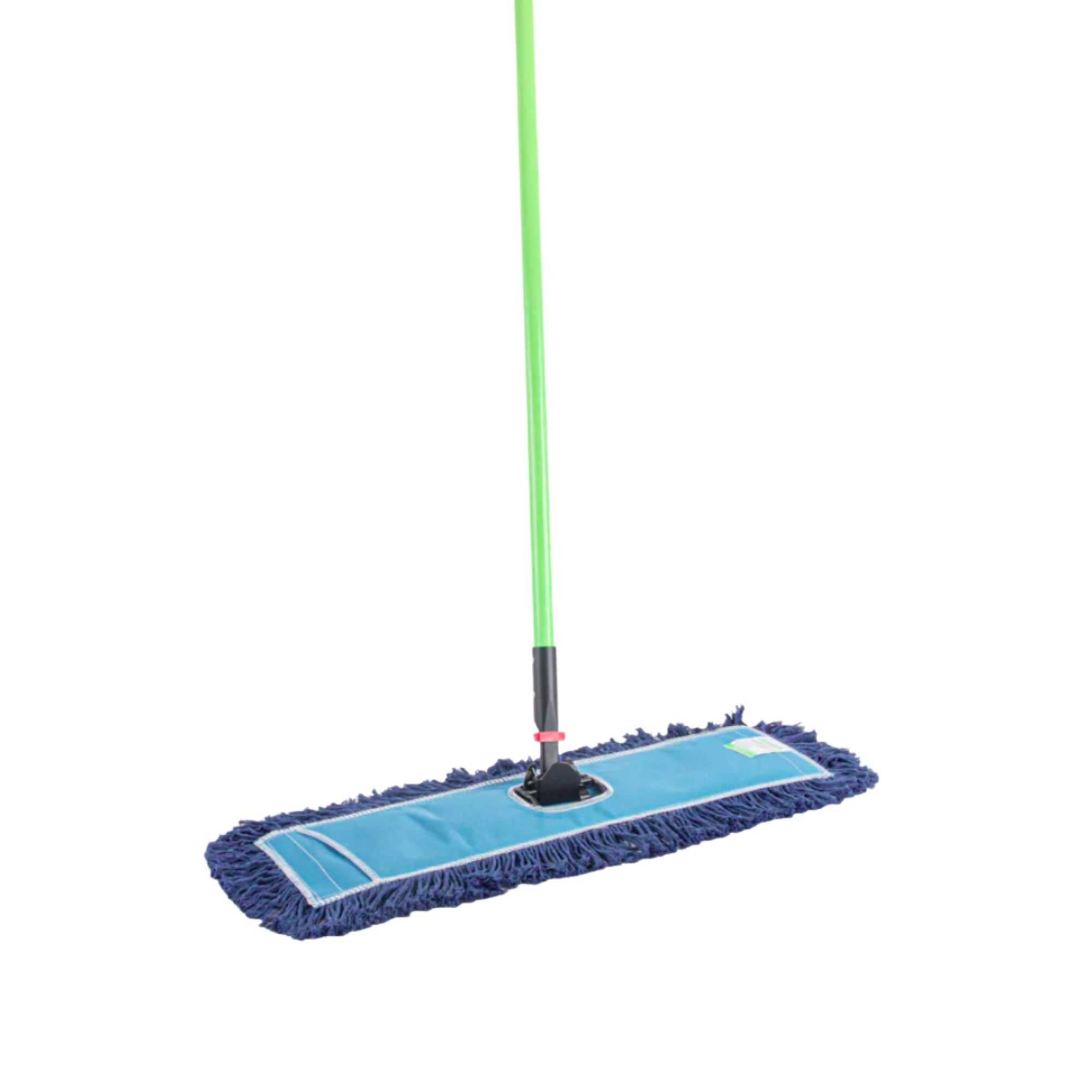 Clean Tek Professional Blue Cotton-Poly Blend Dust / Dry Mop - with 64" Handle - 24" x 5" - 1 count box