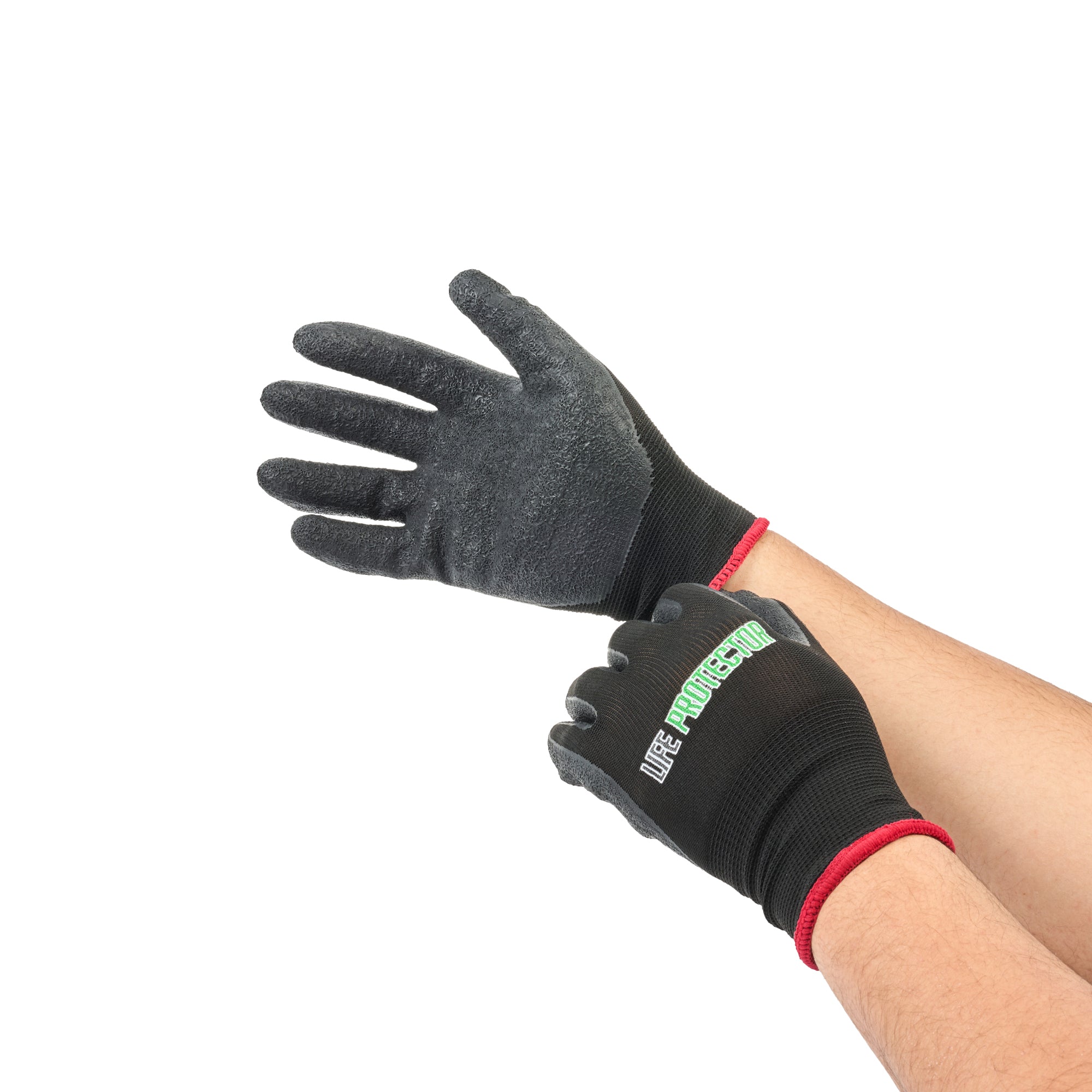 Life Protector Black Nylon Small Work Gloves - with Crinkle Latex Palm Coating - Pair - 10 count box