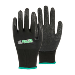 Life Protector Black Nylon Medium Work Gloves - with Crinkle Latex Palm Coating - Pair - 1 count box