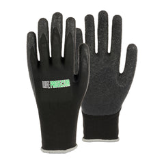 Life Protector Black Nylon Extra Large Work Gloves - with Crinkle Latex Palm Coating - Pair - 10 count box
