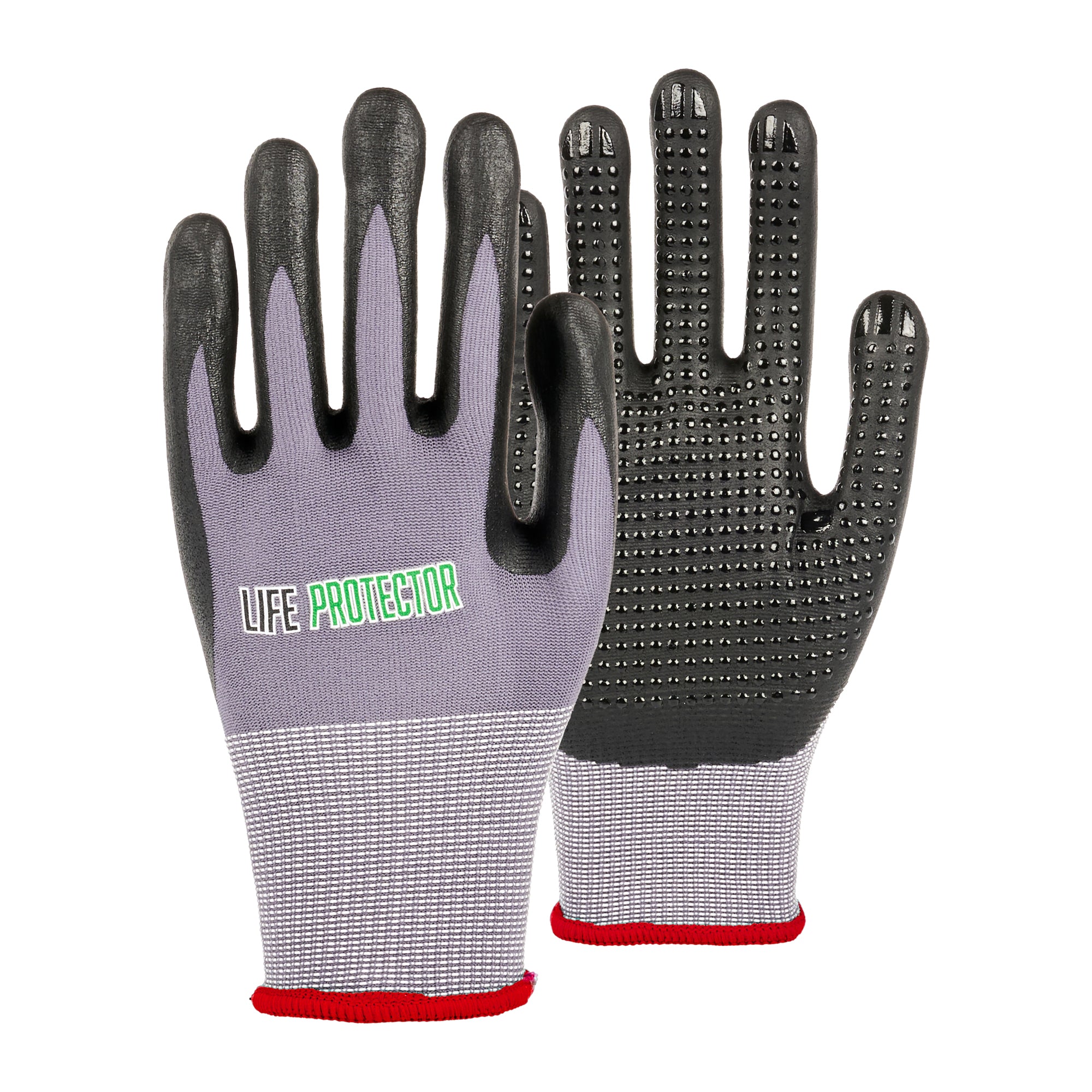 Life Protector Gray Nylon / Spandex Small Work Gloves - with Ultra-Thin Foam Nitrile Palm Coating and Dots - Pair - 10 count box