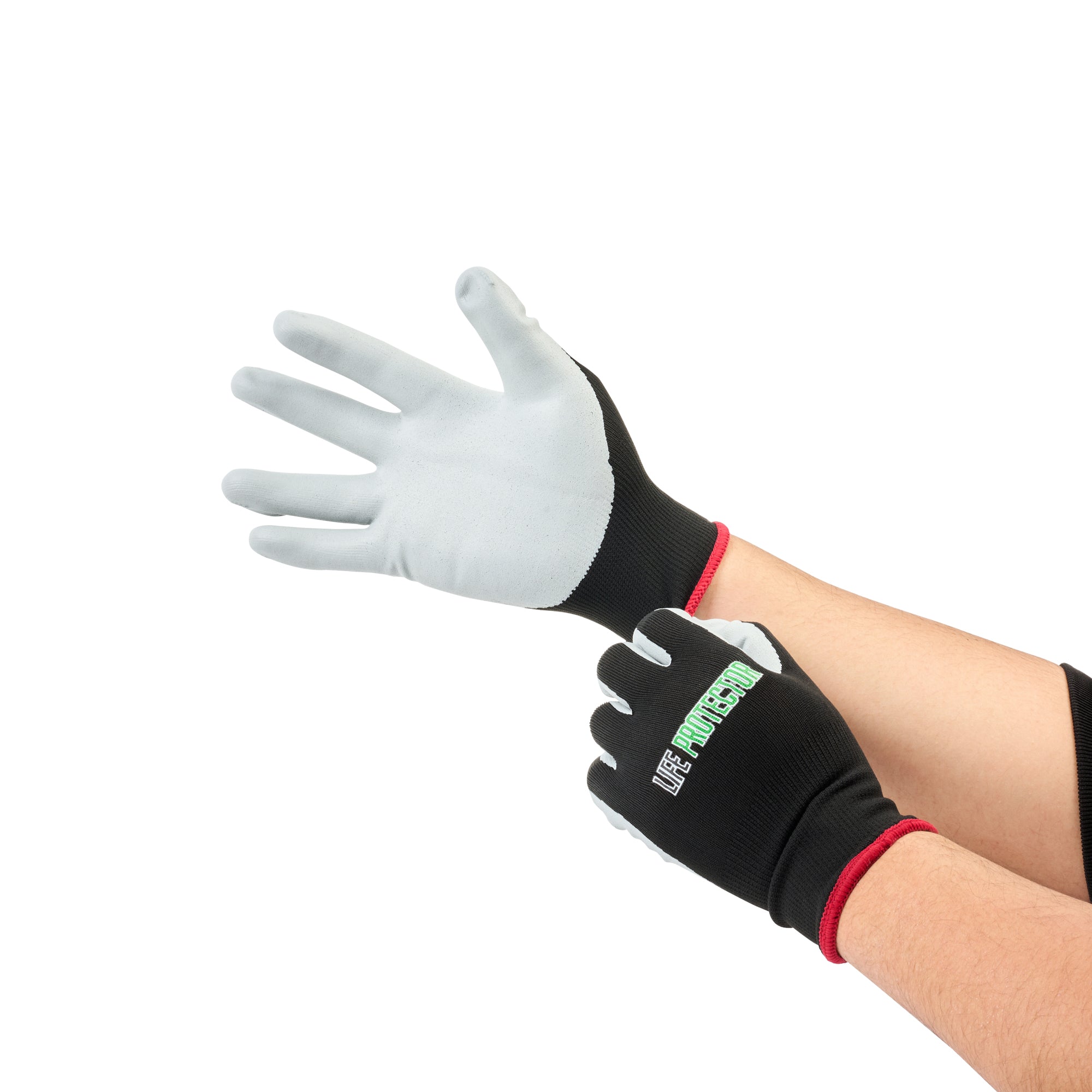 Life Protector Black Nylon Small Work Gloves - with Foam Nitrile Palm Coating - Pair - 10 count box