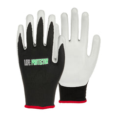 Life Protector Black Nylon Small Work Gloves - with Foam Nitrile Palm Coating - Pair - 10 count box