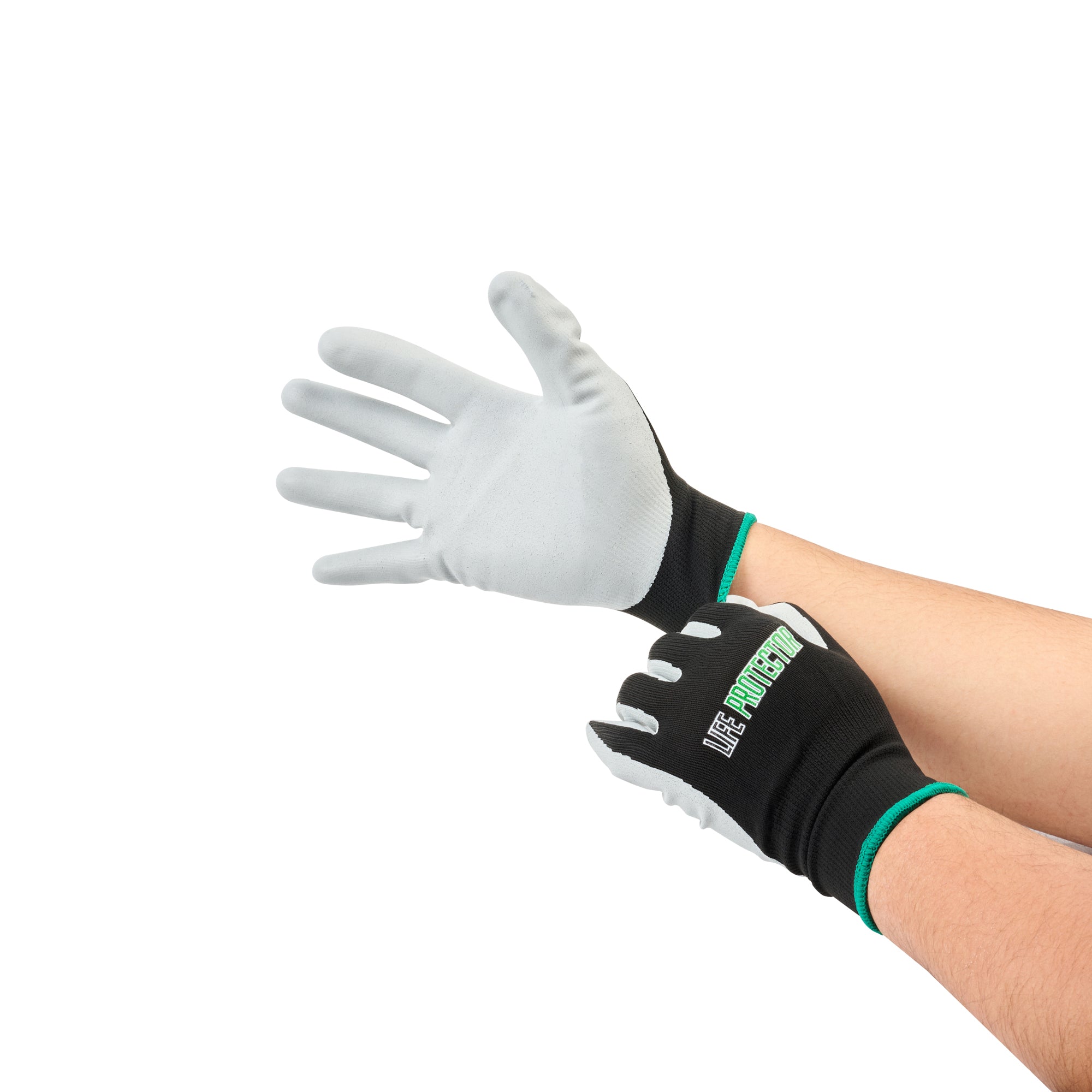 Life Protector Black Nylon Medium Work Gloves - with Foam Nitrile Palm Coating - Pair - 10 count box