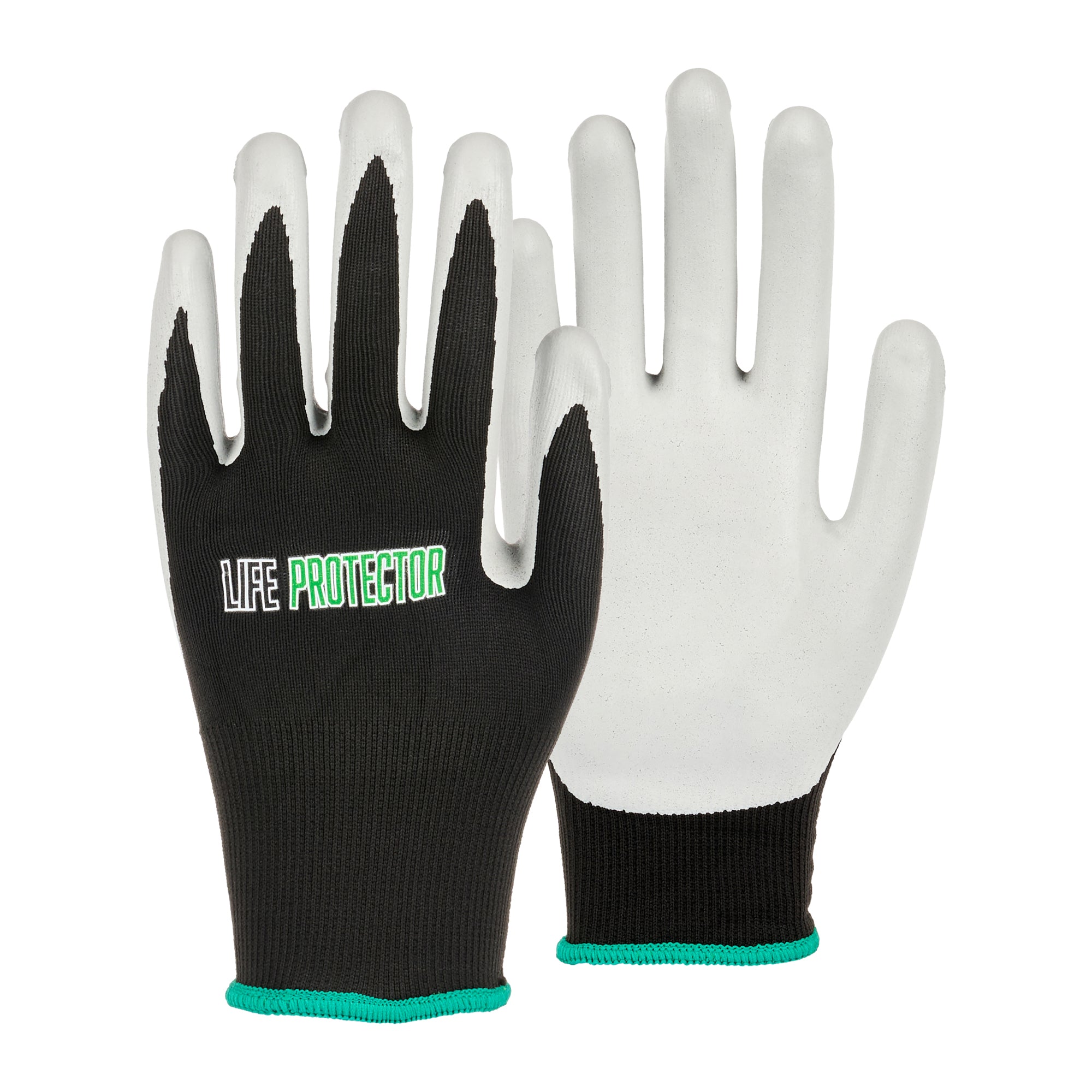 Life Protector Black Nylon Medium Work Gloves - with Foam Nitrile Palm Coating - Pair - 10 count box