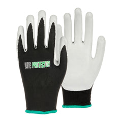 Life Protector Black Nylon Medium Work Gloves - with Foam Nitrile Palm Coating - Pair - 10 count box