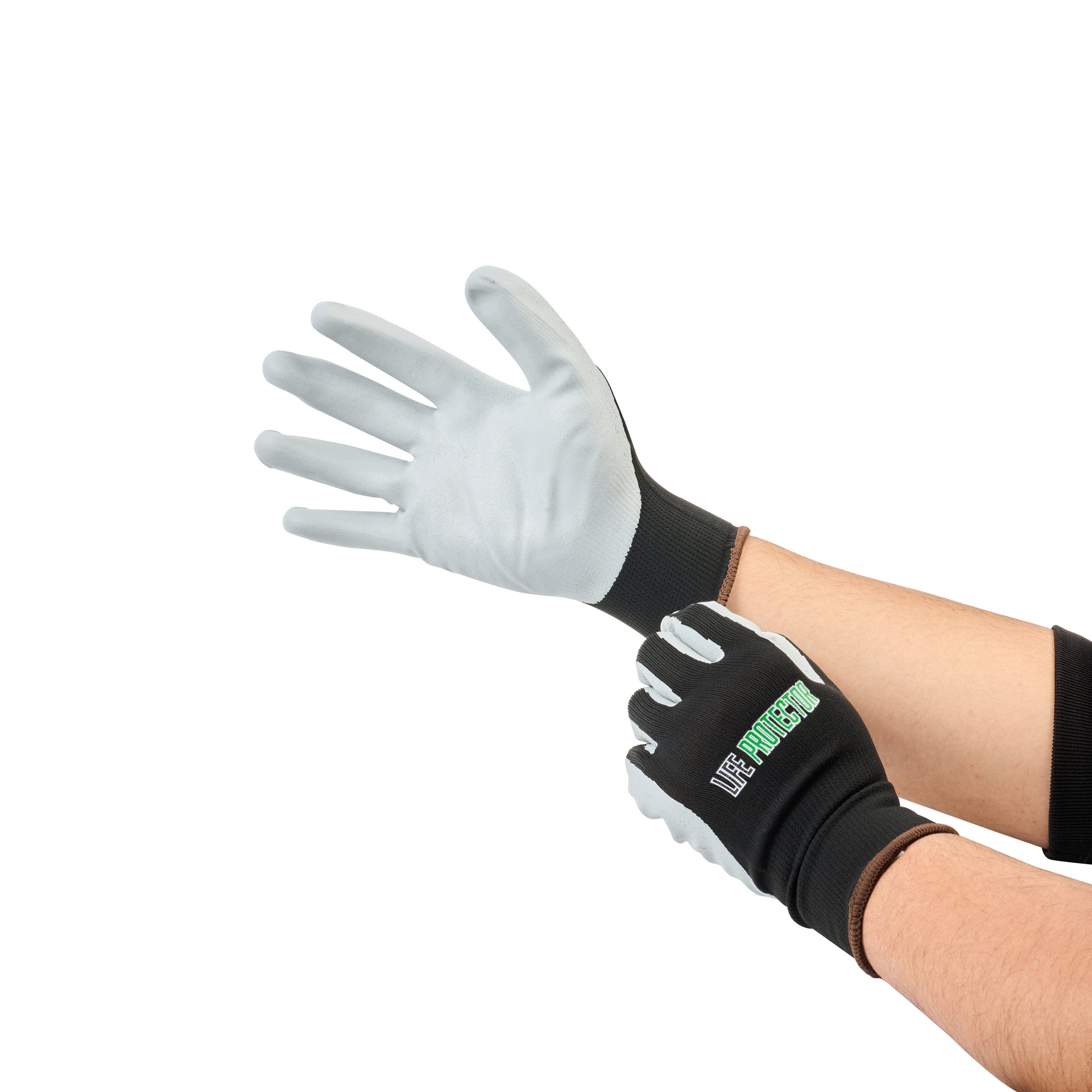 Life Protector Black Nitrile Large Work Gloves - with Foam Nitrile Palm Coating - Pair - 10 count box