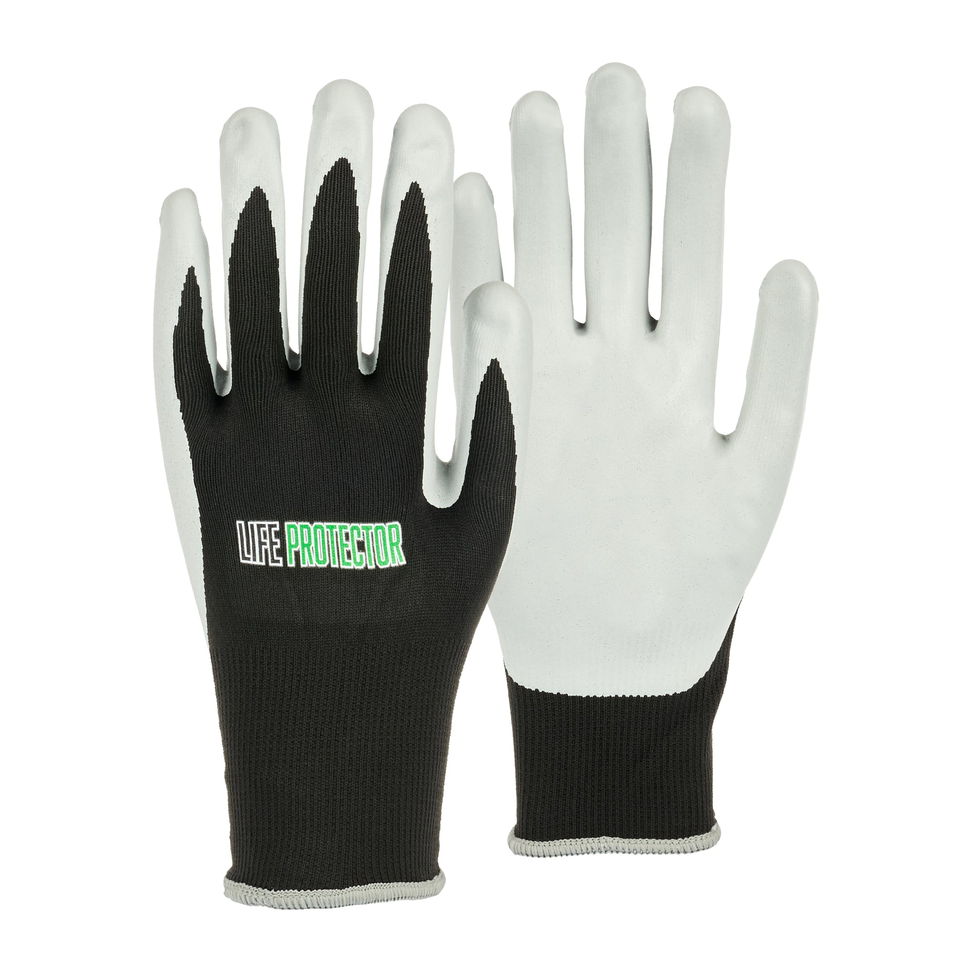 Life Protector Black Nylon Extra Large Work Gloves - with Foam Nitrile Palm Coating - Pair - 10 count box