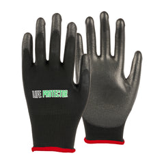 Life Protector Black Nylon Small Work Gloves - with Polyurethane Palm Coating - Pair - 10 count box