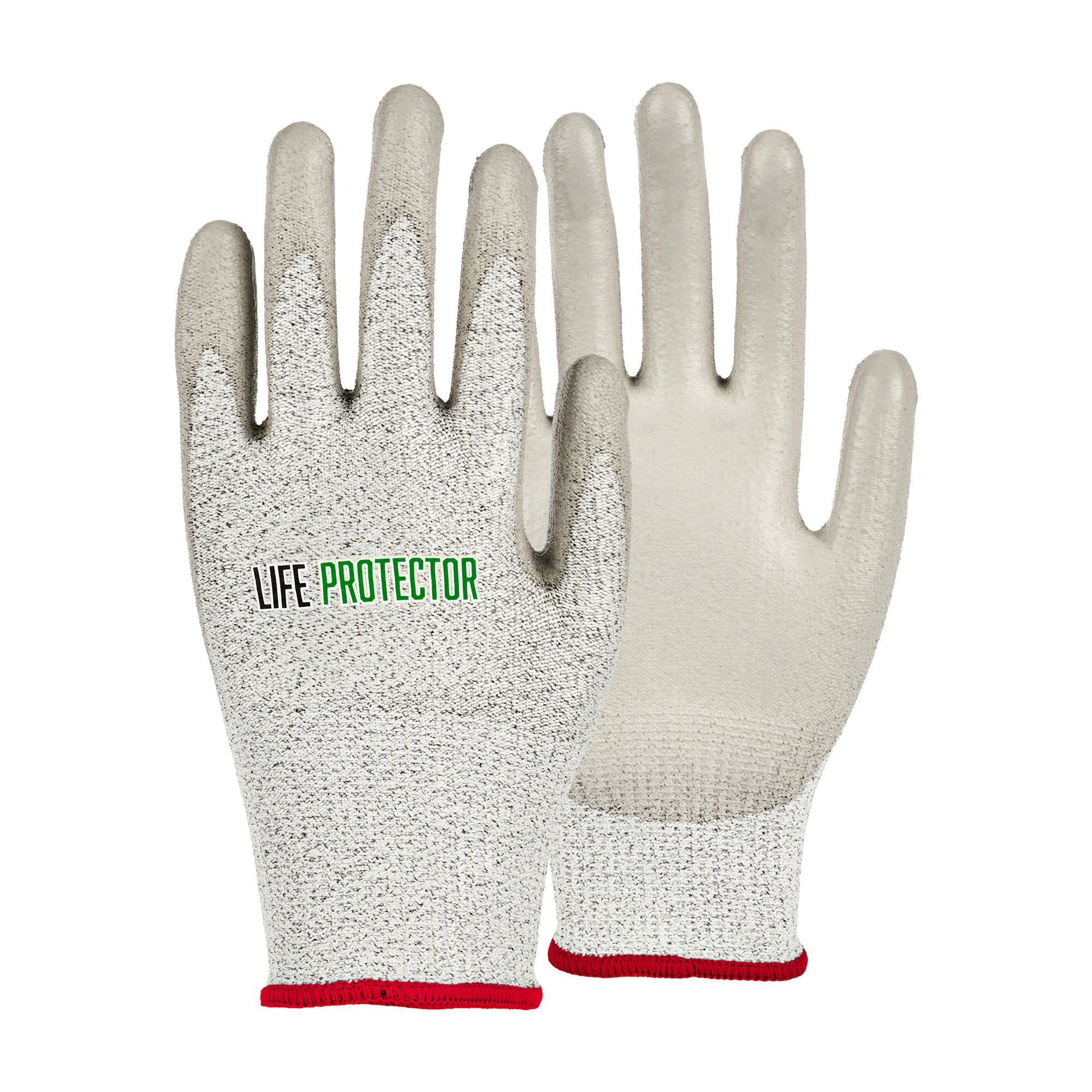 Life Protector Gray HPPE Polyester / Spandex Small Work Gloves - with Polyurethane Palm Coating, Cut-Resistant - Pair - 10 count box