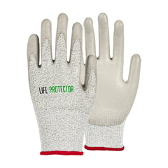 Life Protector Gray HPPE Polyester / Spandex Small Work Gloves - with Polyurethane Palm Coating, Cut-Resistant - Pair - 10 count box