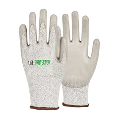 Life Protector Gray HPPE Polyester / Spandex Large Work Gloves - with Polyurethane Palm Coating, Cut-Resistant - Pair - 10 count box