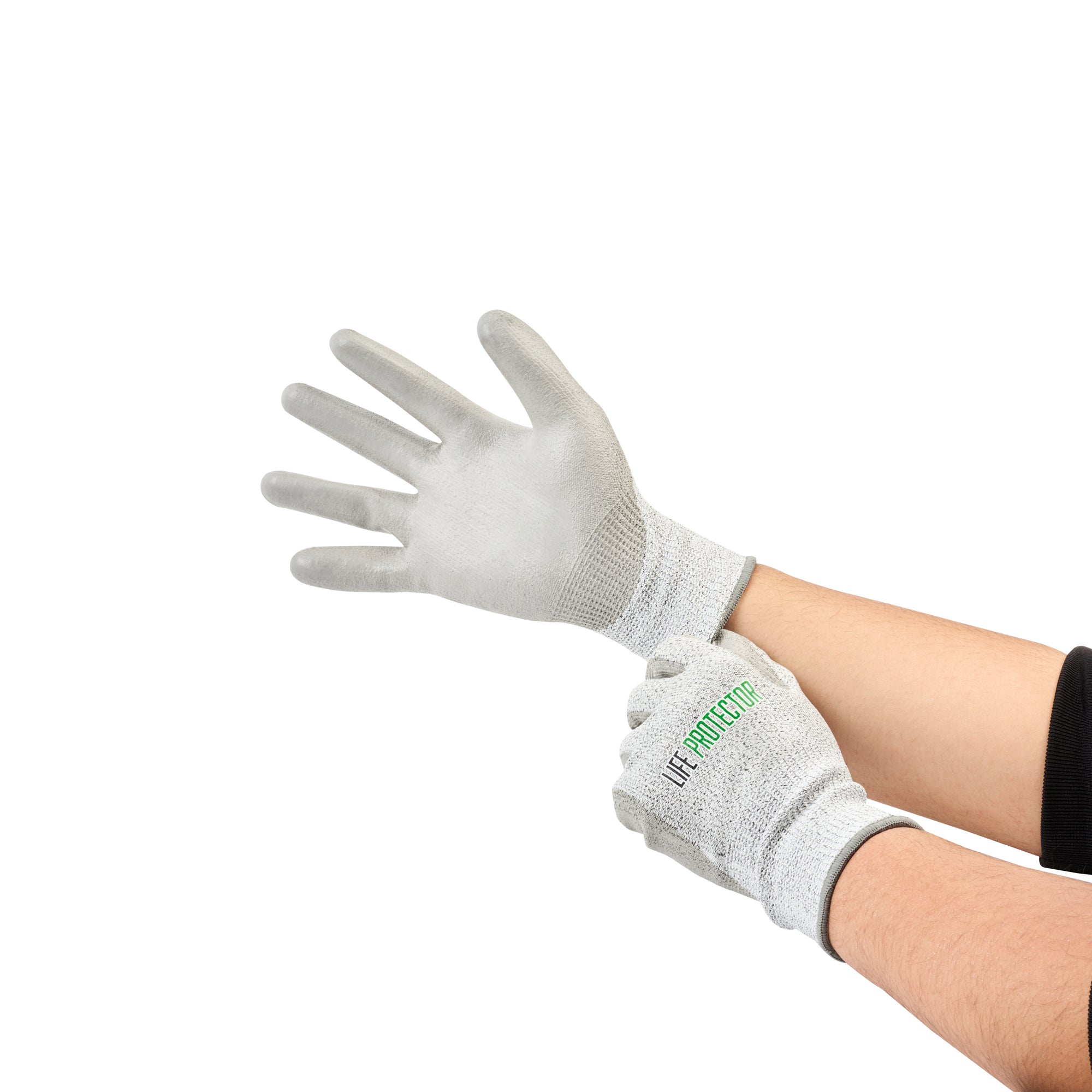 Life Protector Gray HPPE Polyester / Spandex Extra Large Work Gloves - with Polyurethane Palm Coating, Cut-Resistant - Pair - 10 count box