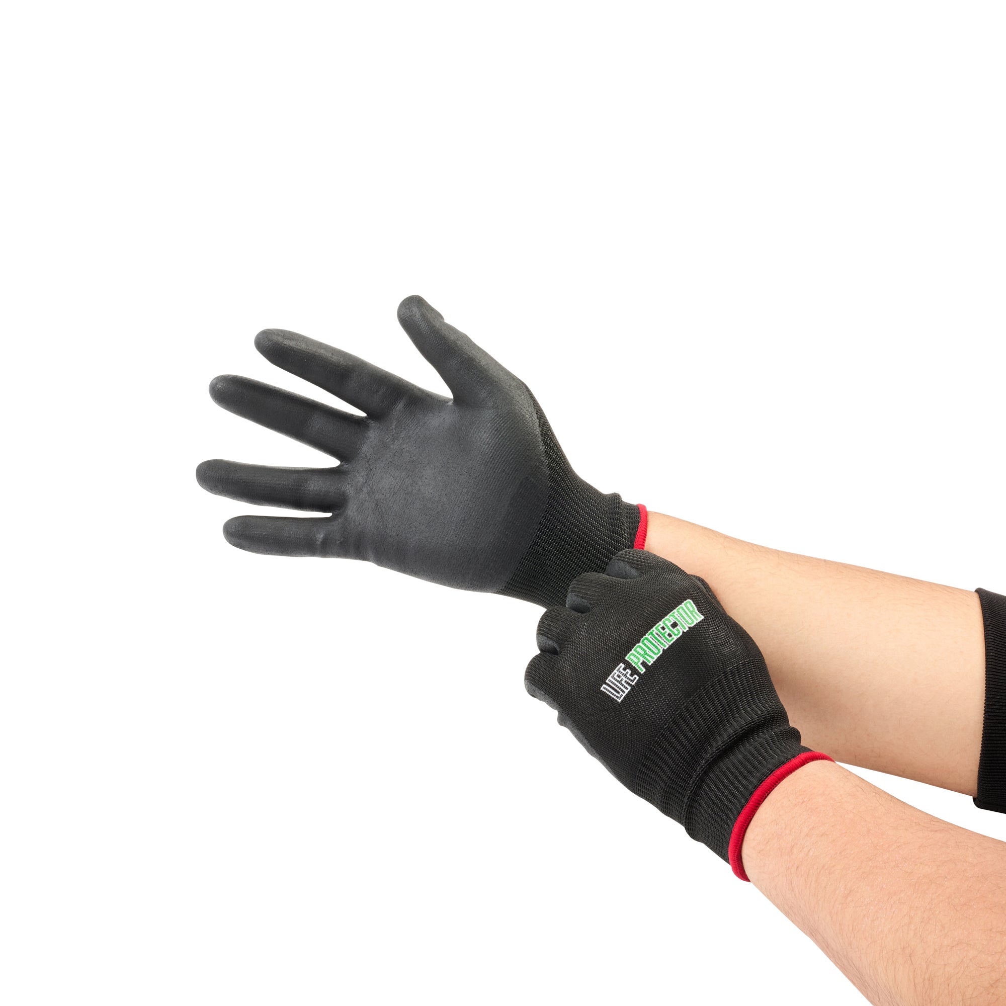 Life Protector Black HPPE Nylon / Spandex Small Work Gloves - with Ultra-Thin Foam Nitrile Palm Coating, Cut-Resistant - Pair - 10 count box