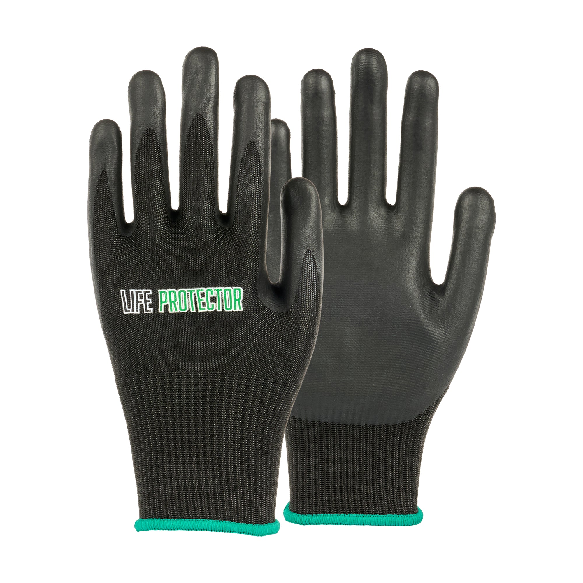 Life Protector Black HPPE Nylon / Spandex Medium Work Gloves - with Ultra-Thin Foam Nitrile Palm Coating,Cut-Resistant - Pair - 10 count box