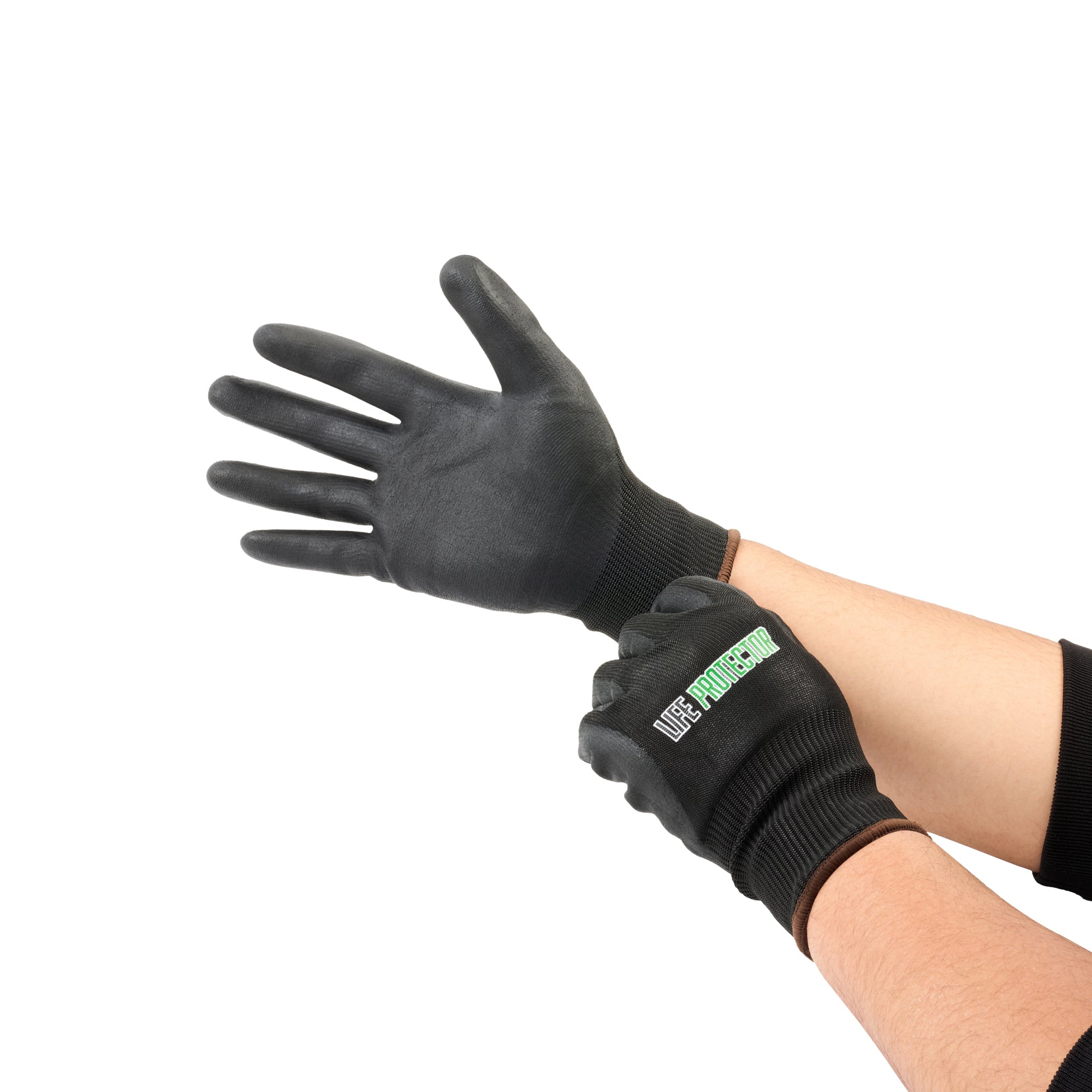 Life Protector Black HPPE Nylon / Spandex Large Work Gloves - with Ultra-Thin Foam Nitrile Palm Coating, Cut-Resistant - Pair - 10 count box