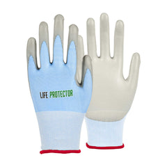 Life Protector Light Blue Diamond Blend Small Work Gloves - with Foam Polyurethane Palm Coating, Cut-Resistant - Pair - 1 count box