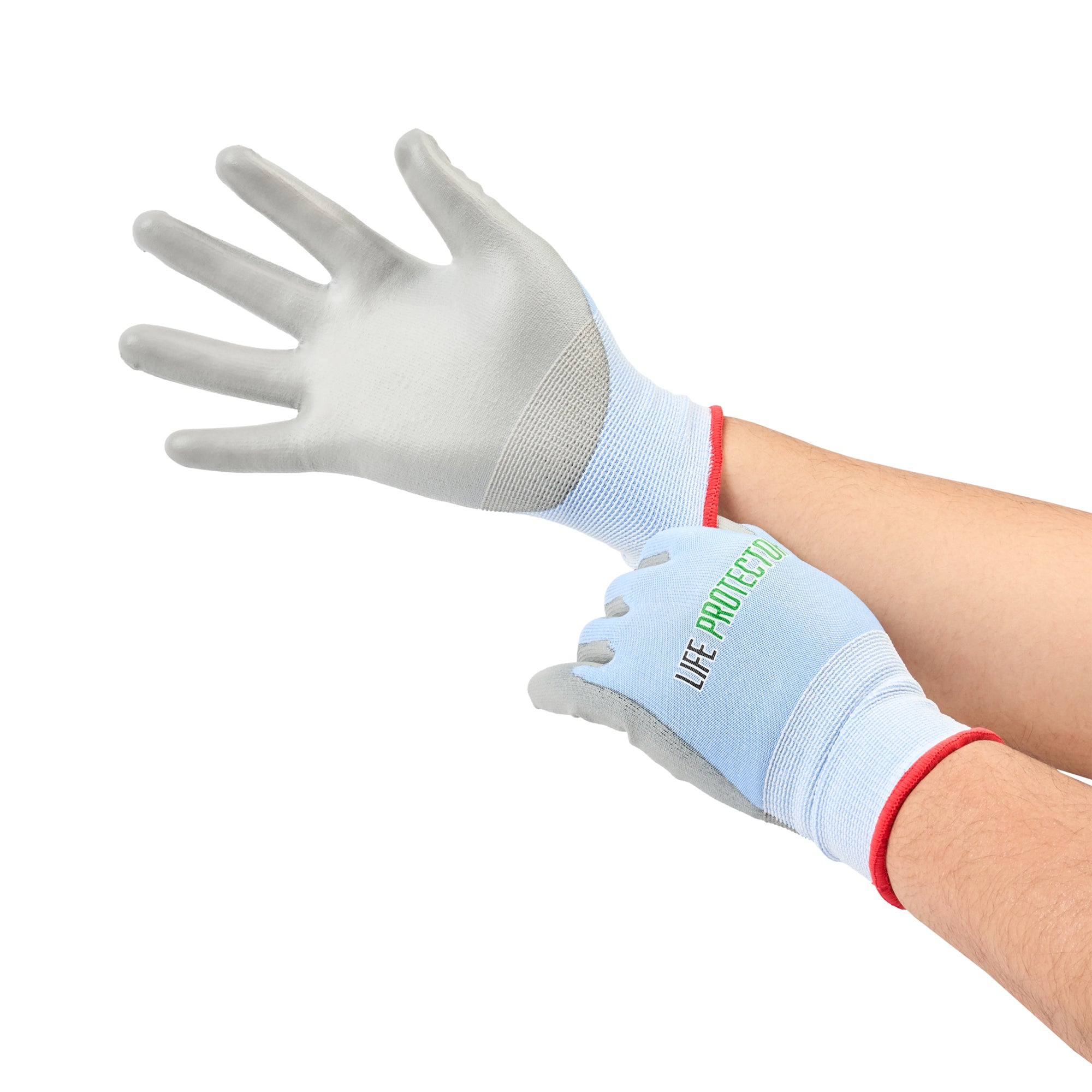 Life Protector Light Blue Diamond Blend Small Work Gloves - with Foam Polyurethane Palm Coating, Cut-Resistant - Pair - 10 count box