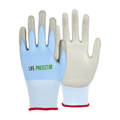 Life Protector Light Blue Diamond Blend Small Work Gloves - with Foam Polyurethane Palm Coating, Cut-Resistant - Pair - 10 count box