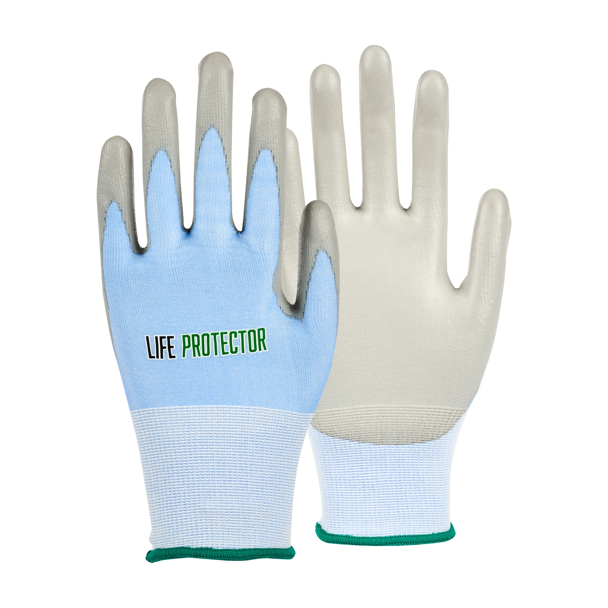 Life Protector Light Blue Diamond Blend Medium Work Gloves - with Foam Polyurethane Palm Coating, Cut-Resistant - Pair - 10 count box