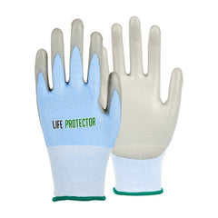 Life Protector Light Blue Diamond Blend Medium Work Gloves - with Foam Polyurethane Palm Coating, Cut-Resistant - Pair - 10 count box